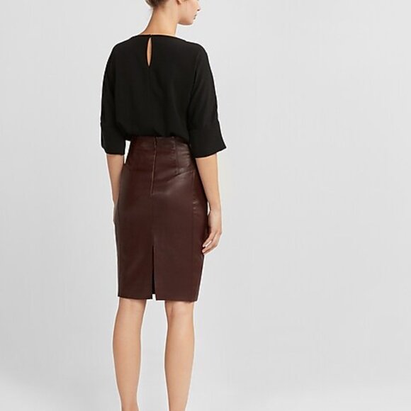 Express High Waisted Faux Leather Seamed Pencil Skirt Size 0 - Picture 2 of 12